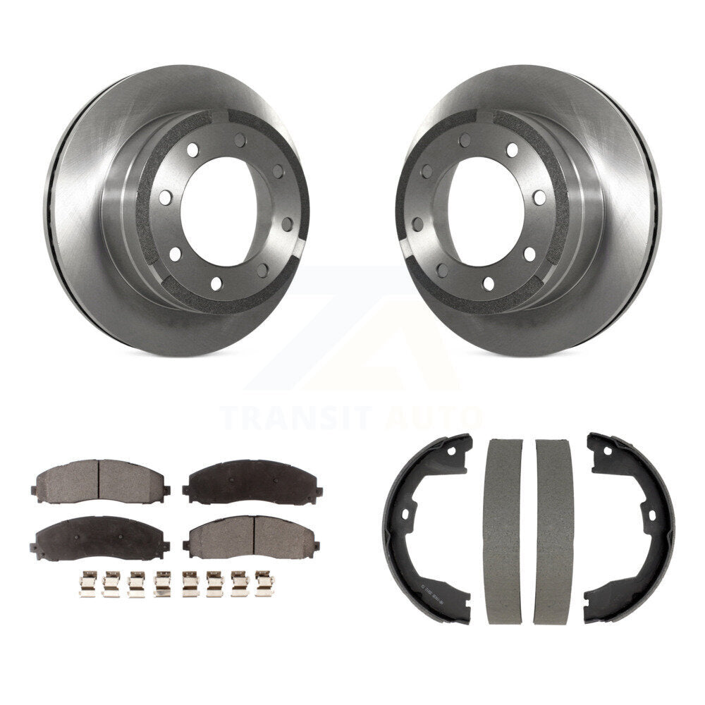 Rear Disc Rotors Ceramic Pads And Parking Brake Shoes Kit For Ford F-350 Super Duty F-250 K8T-106024