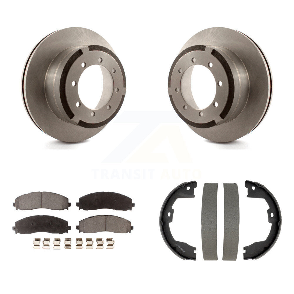 Rear Disc Rotors Ceramic Pads And Parking Shoes Kit For Ford F-350 Super Duty F-250 F-450 K8T-106025