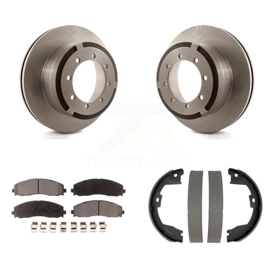 Rear Disc Rotors Ceramic Pads And Parking Shoes Kit For Ford F-350 Super Duty F-250 F-450 K8T-106025