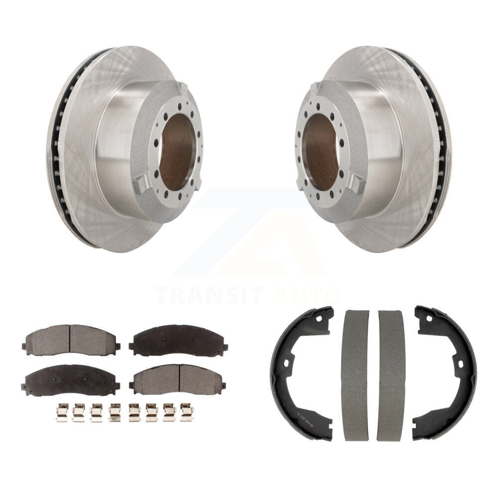 Rear Disc Rotors Ceramic Pads & Parking Shoes Kit For Ford F-350 Super Duty Cab Chassis K8T-106027