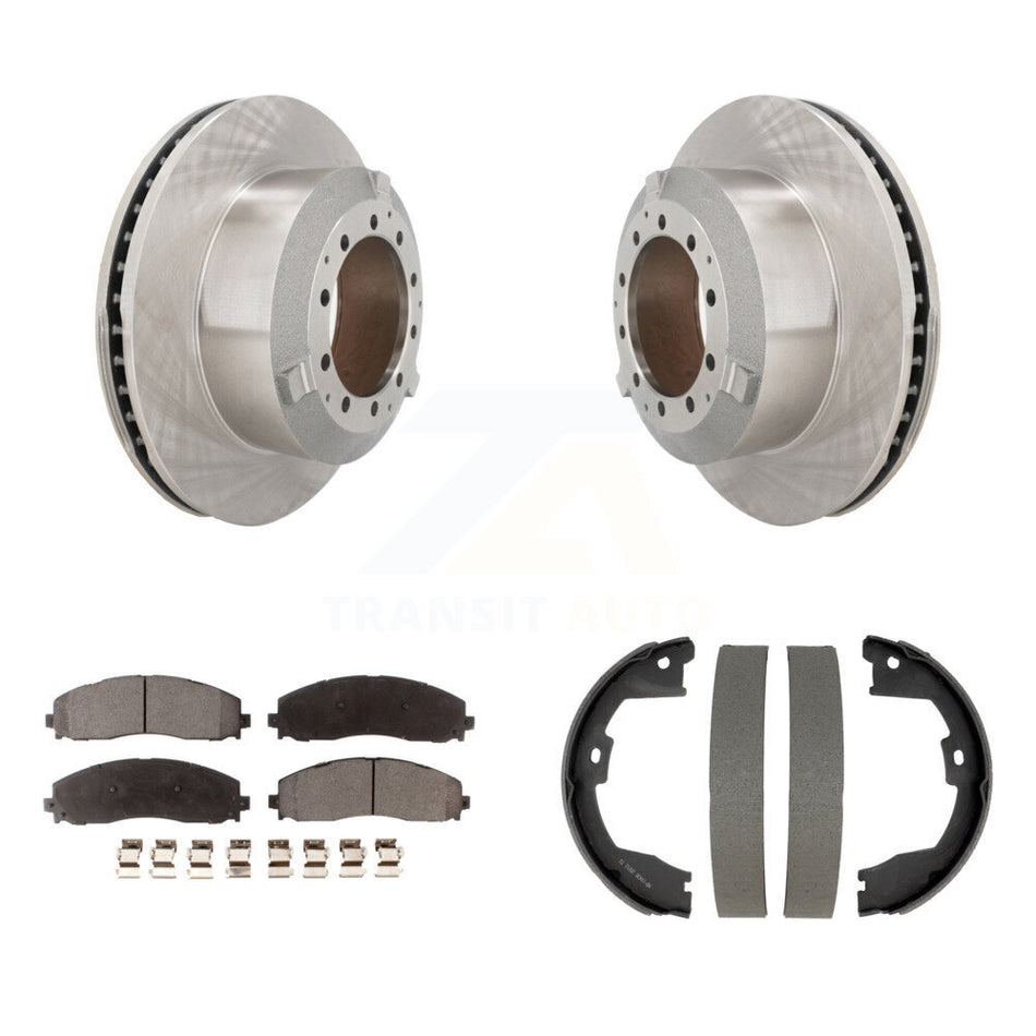 Rear Disc Rotors Ceramic Pads & Parking Shoes Kit For Ford F-350 Super Duty Cab Chassis K8T-106027