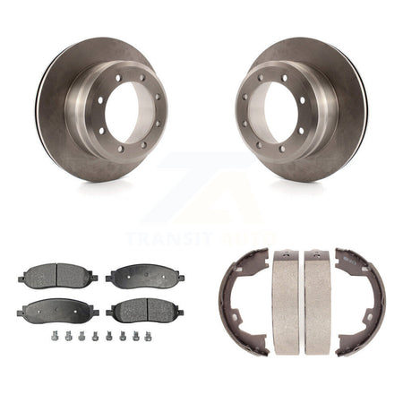 Rear Disc Rotors Ceramic Pads And Parking Brake Shoes Kit For Ford F-250 Super Duty K8T-106031