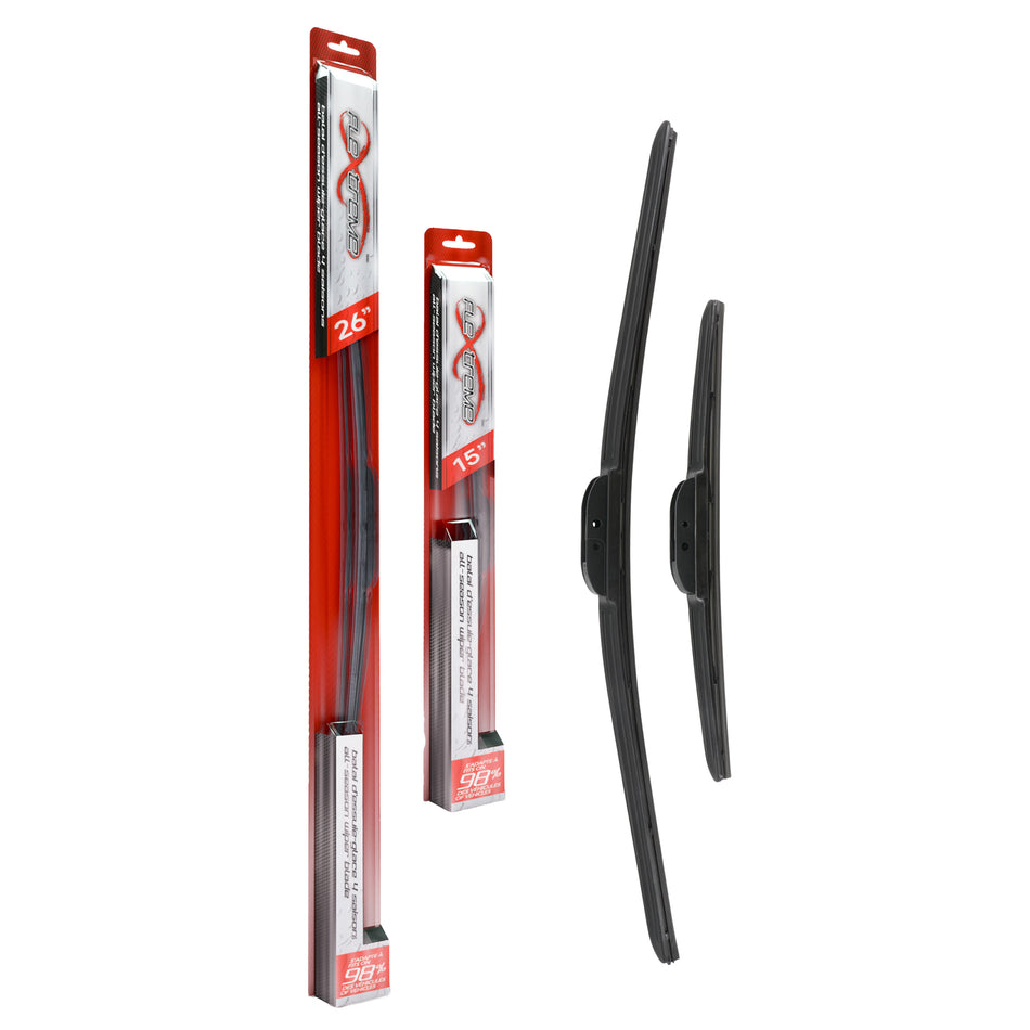 Flextreme OE Quality All Season 26 & 15 Inch Universal J-Hook Wiper Blades Kit For Sonic K90-100215