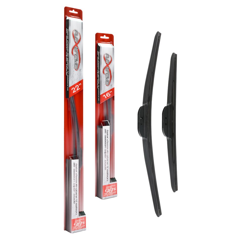 Flextreme OE Quality All Season 22 & 16 Inch Universal J-Hook Wiper Blades Kit For Accent K90-100227
