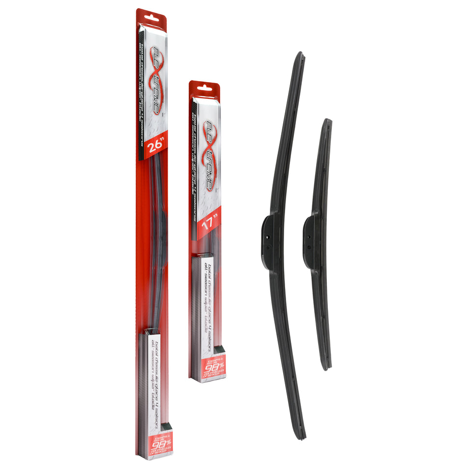 Flextreme OE Quality All Season 26 & 17 Inch Universal J-Hook Wiper Blades Kit For Nissan K90-100248