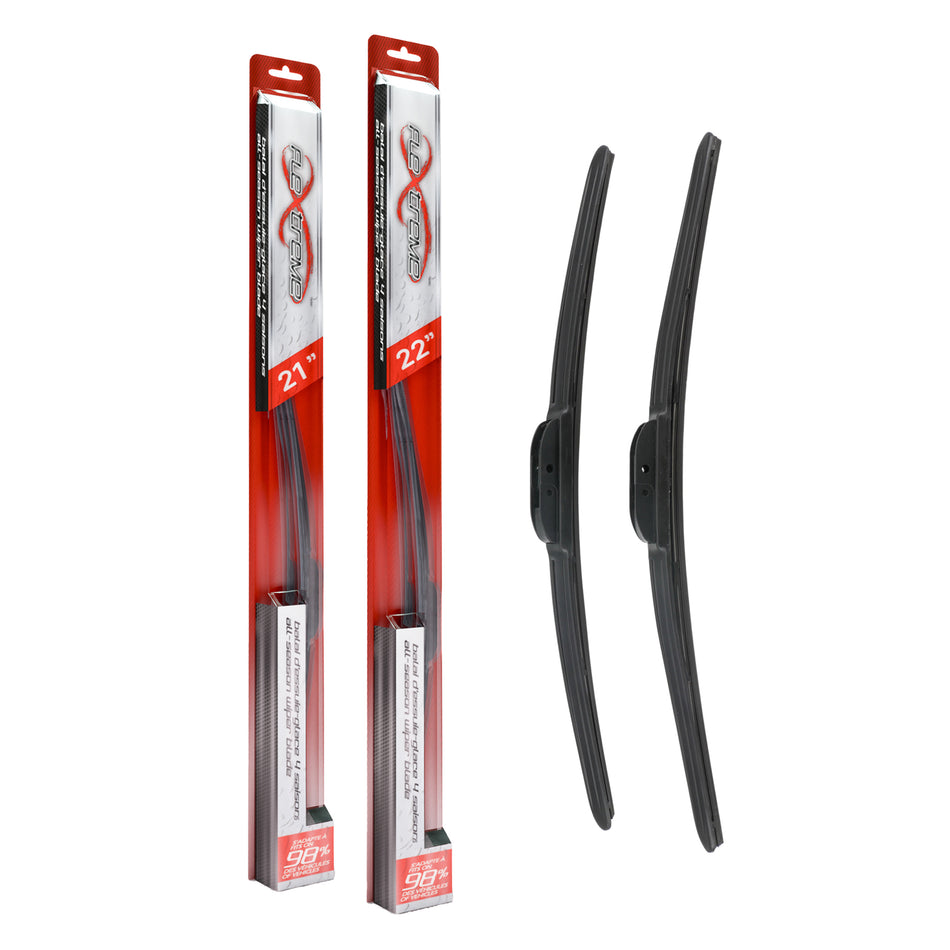 Flextreme OE Quality All Season 21 & 22 Inch Universal J-Hook Wiper Blades Kit For 911 K90-100353