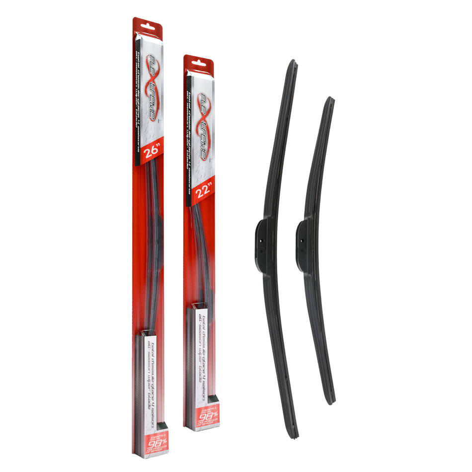 Flextreme OE Quality All Season 26 & 22 Inch Universal J-Hook Wiper Blades Kit For Honda K90-100355