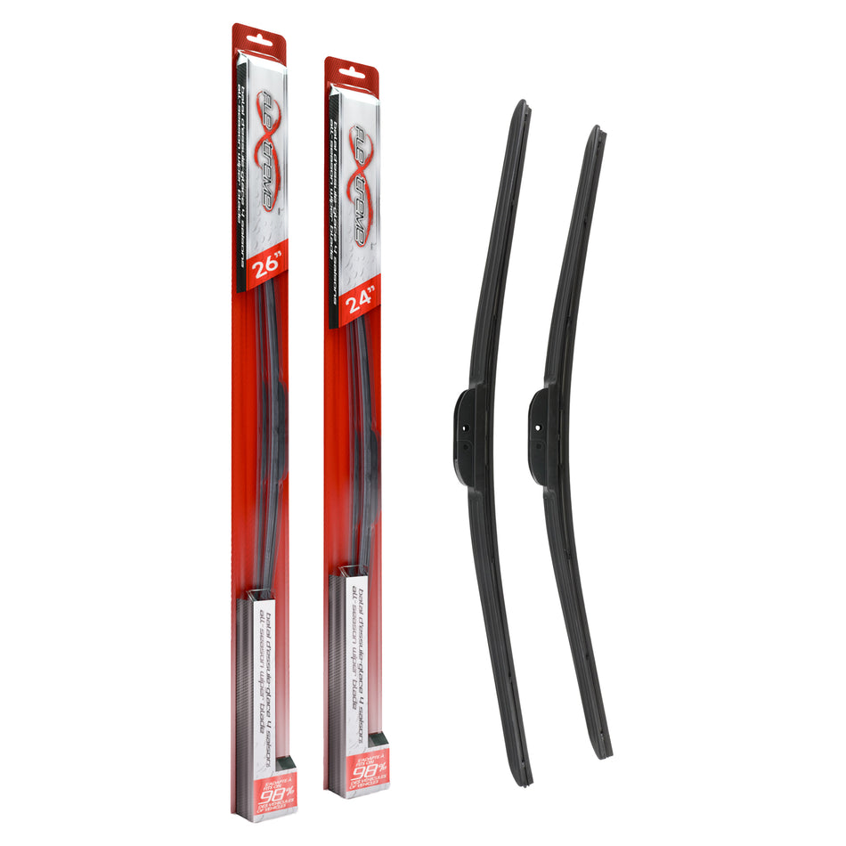 Flextreme 28 & 26 Inch Universal J-Hook Wiper Blades Kit For Buick Verano Mercedes-Benz K90-100366