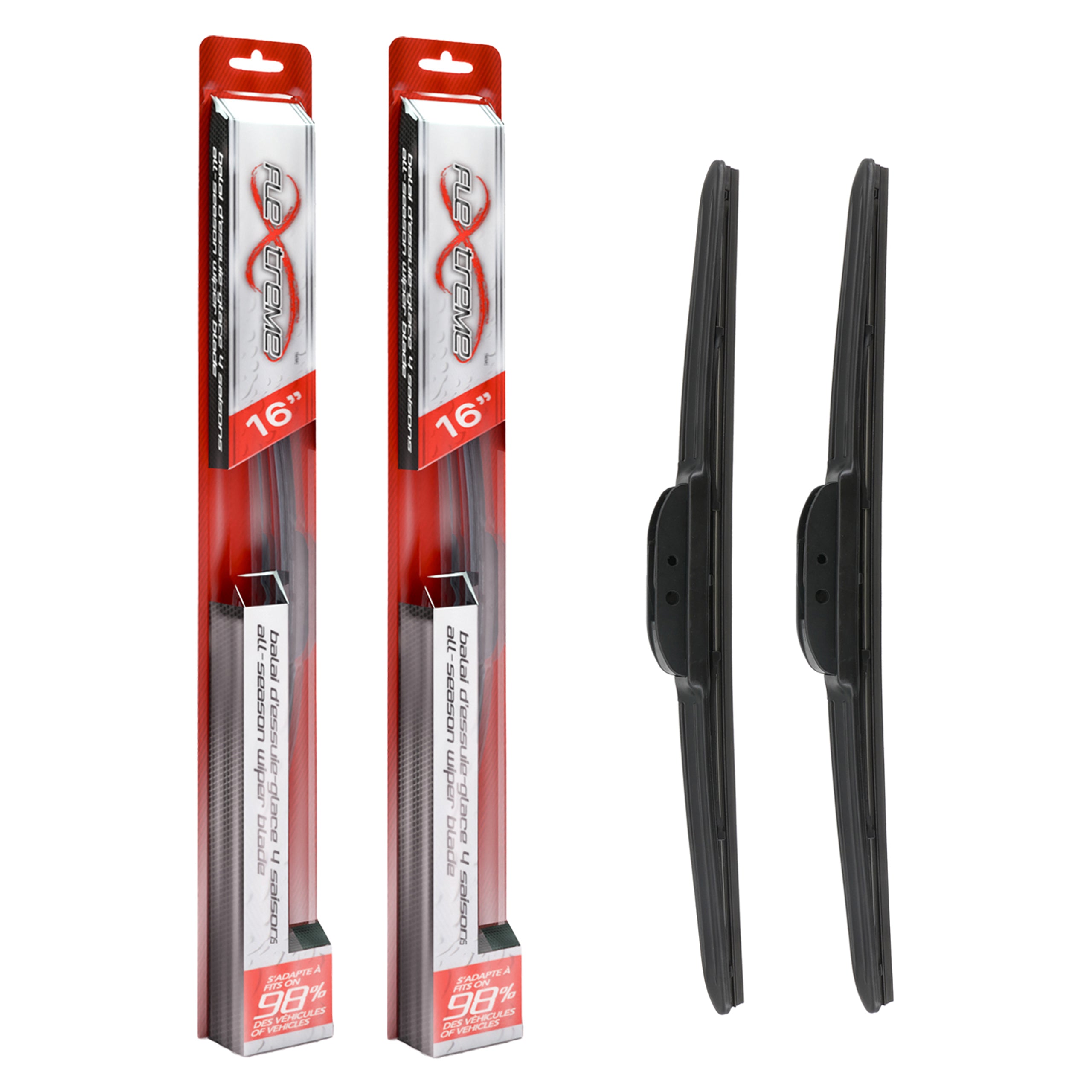 Flextreme OE Quality All Season 16 Inch Universal J-Hook Wiper Blades Pair For Jeep K90-100572