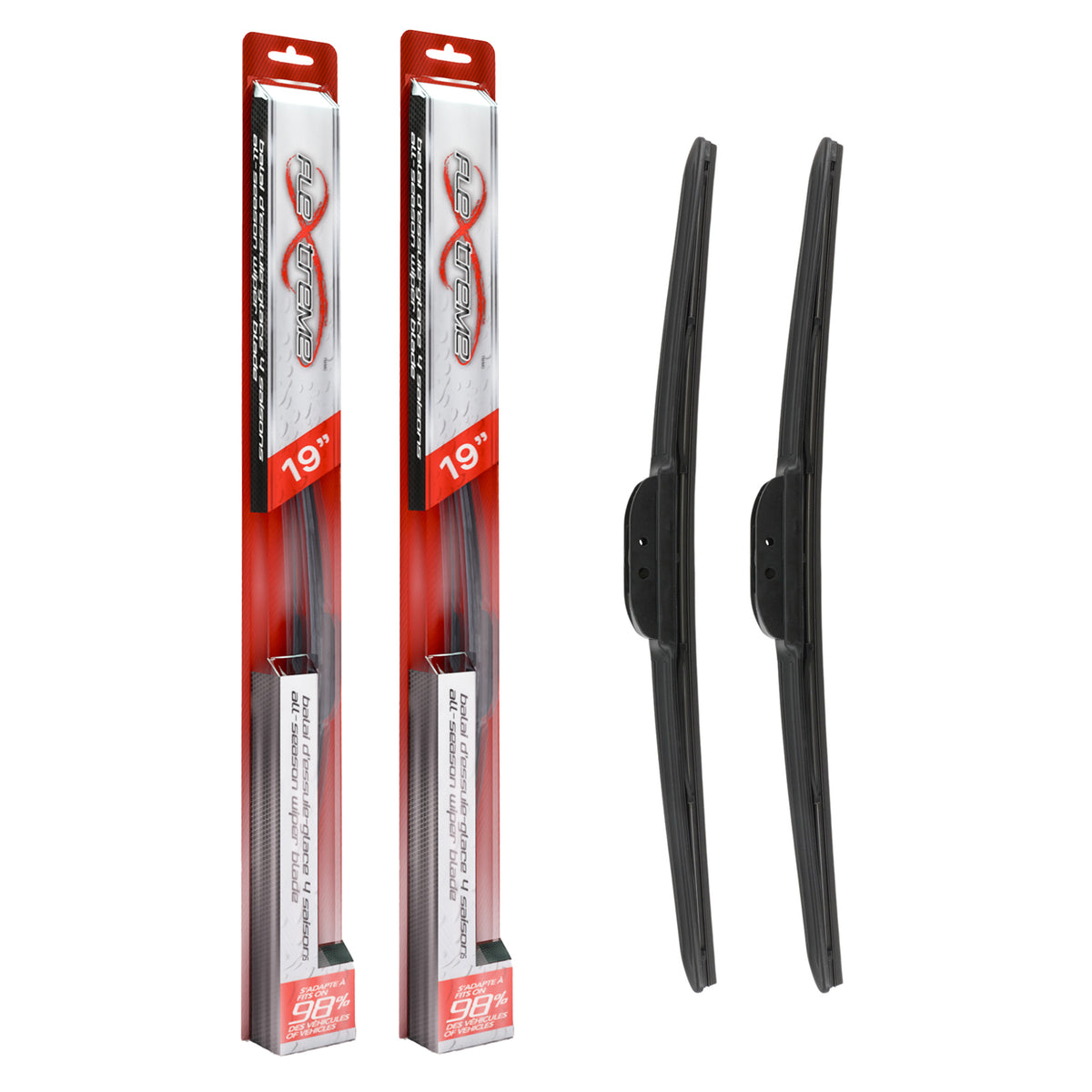 Flextreme OE Quality All Season 19 Inch Universal J-Hook Wiper Blades Pair For Jeep K90-100575