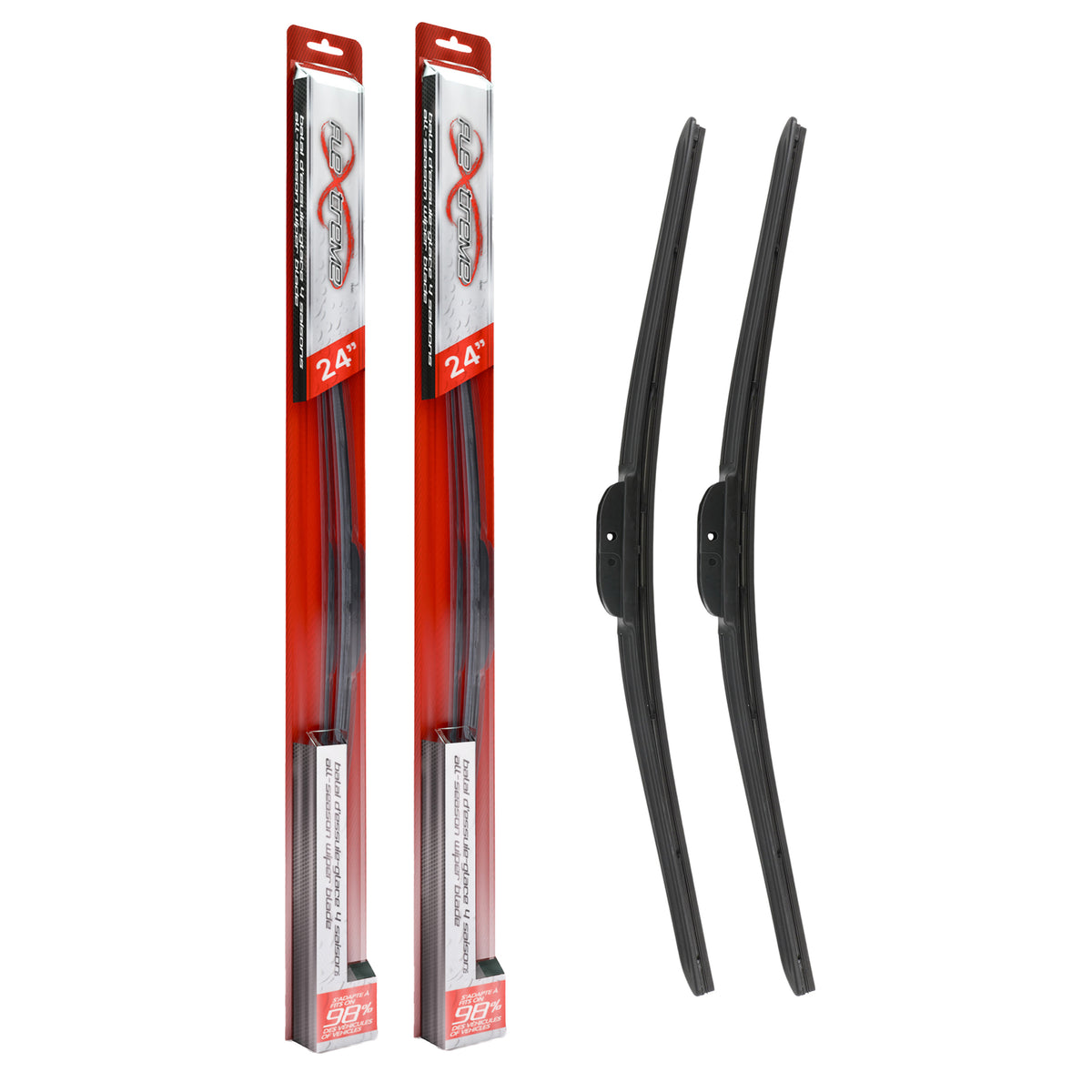 Flextreme OE Quality All Season 24 Inch Universal J-Hook Wiper Blades Pair For Dodge K90-100579