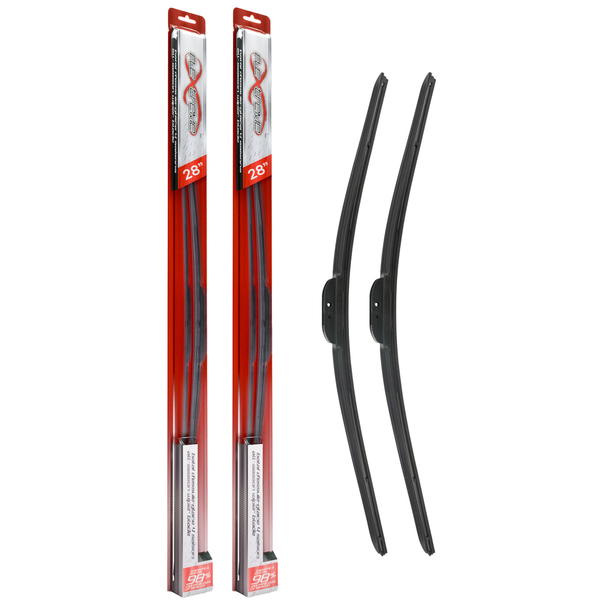 Flextreme OE Quality All Season 28 Inch Universal J-Hook Wiper Blades Pair For Ford K90-100581