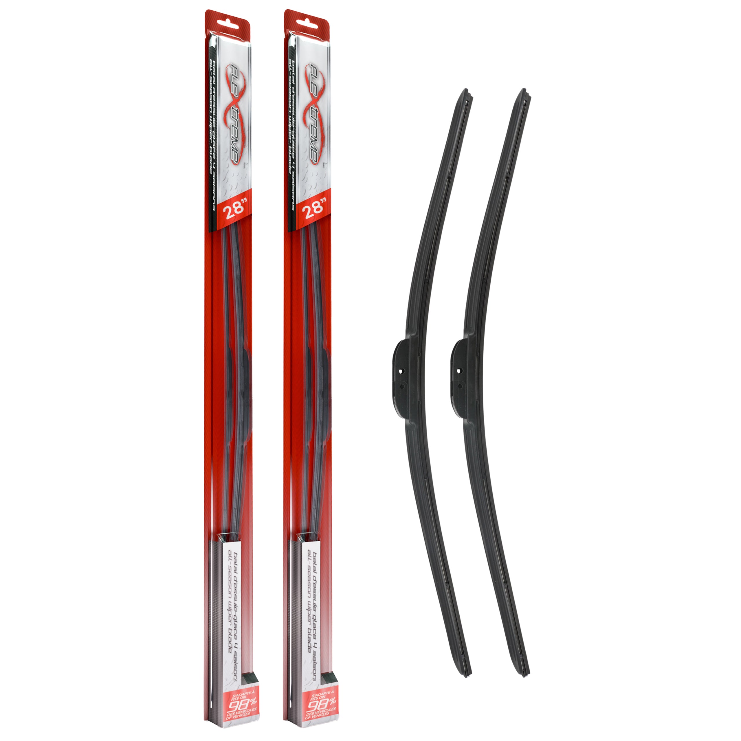 Flextreme OE Quality All Season 28 Inch Universal J-Hook Wiper Blades Pair For Ford K90-100581