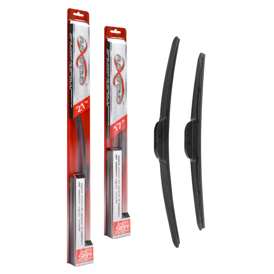 Flextreme OE Quality All Season 21 & 17 Inch Universal J-Hook Wiper Blades Kit For K90-100640