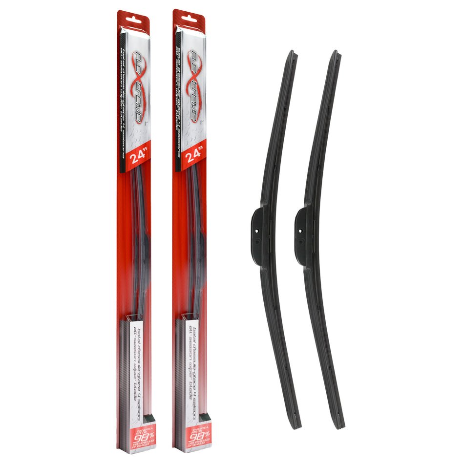 Flextreme OE Quality All Season 24 Inch Universal J-Hook Wiper Blades Pair Kit For K90-100646