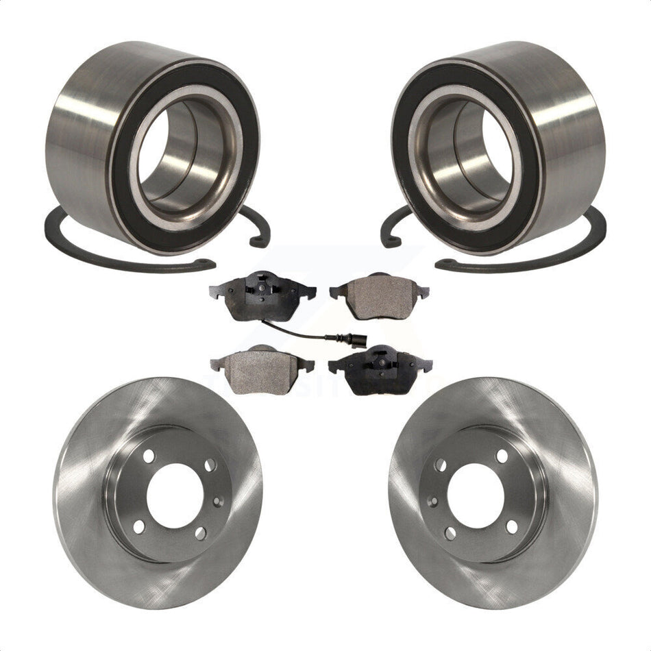 Front Wheel Bearing With Disc Brake Rotors And Ceramic Pads Kit For 1996-1998 Volkswagen Jetta 2.8L 239mm Diameter Rotor KBB-100001