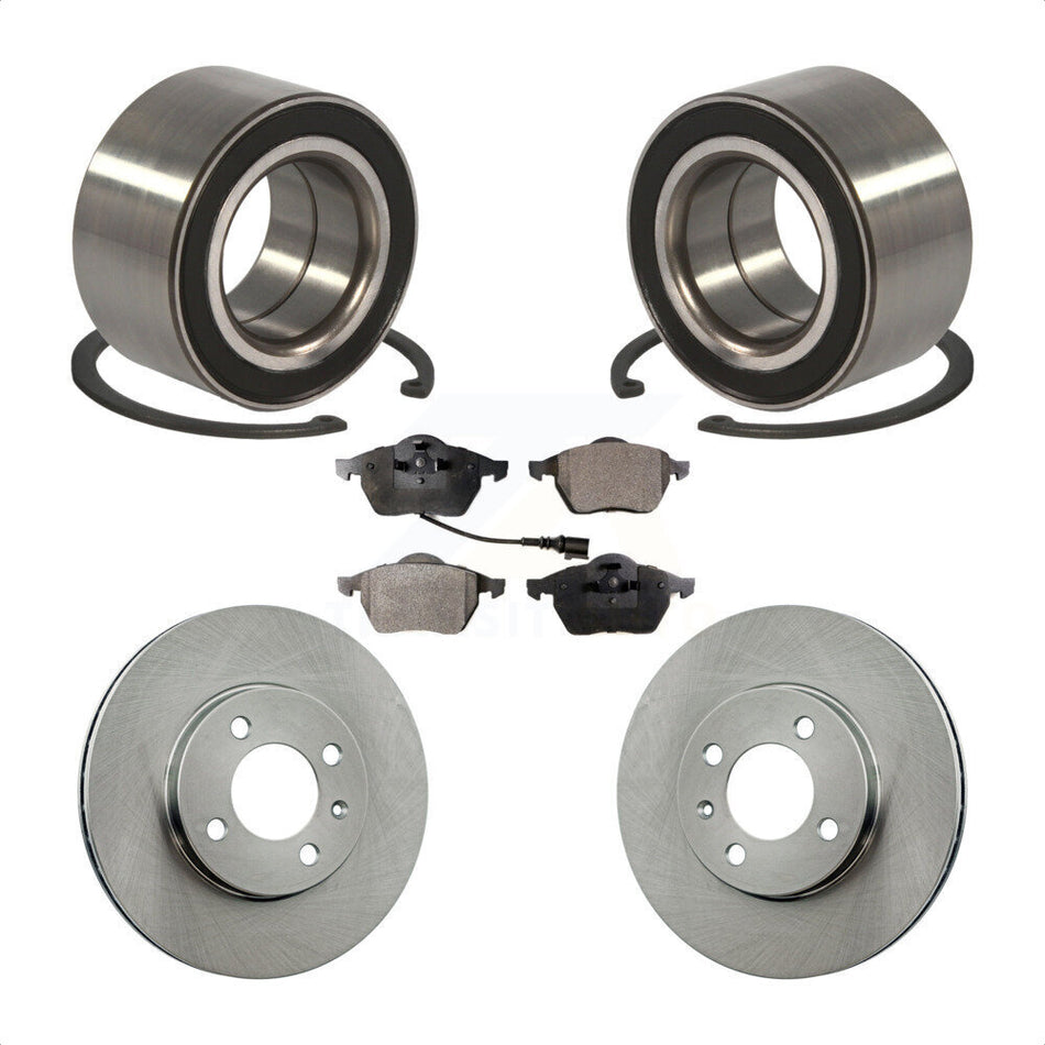 Front Wheel Bearing With Disc Brake Rotors And Ceramic Pads Kit For 1996-1998 Volkswagen Jetta 2.8L 256mm Diameter Rotor KBB-100005