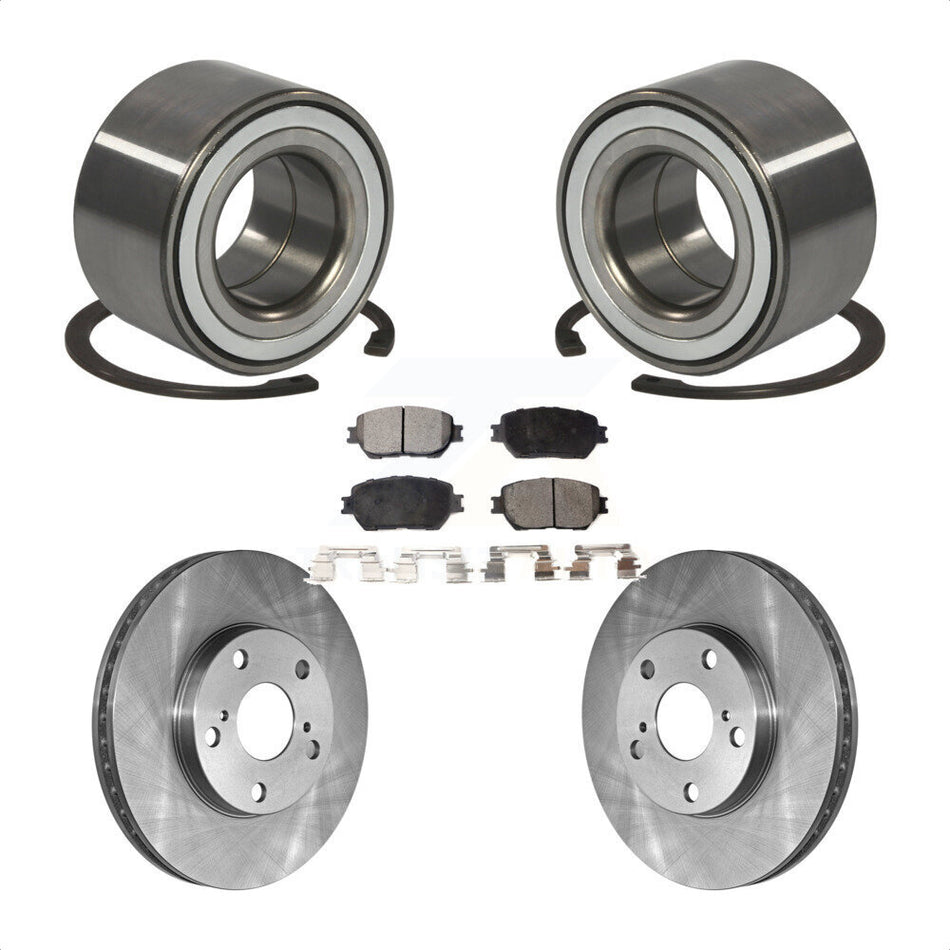Front Wheel Bearing With Disc Brake Rotors And Ceramic Pads Kit For 2002-2003 Toyota Camry 275mm Diameter Rotor KBB-100009