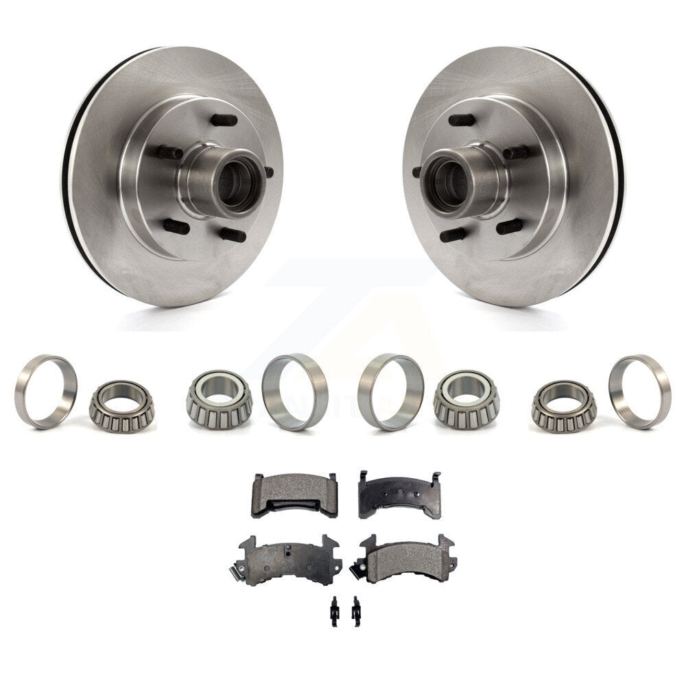 Front Brake Hub Rotor Inner & Outer Race Bearing Set Pads Kit For Chevrolet S10 GMC KBB-1000138T