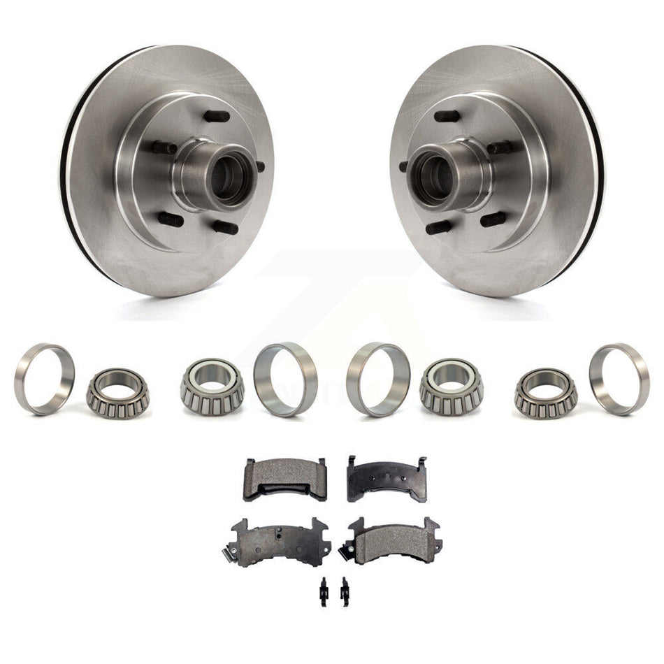 Front Brake Hub Rotor Inner & Outer Race Bearing Set Pads Kit For Chevrolet S10 GMC KBB-1000138T
