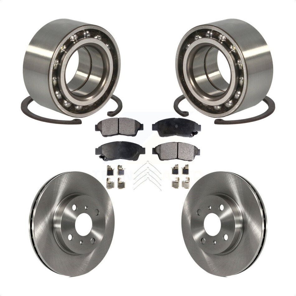 Front Wheel Bearing With Disc Brake Rotors And Ceramic Pads Kit For 1993-1997 Toyota Corolla Geo Prizm KBB-100018