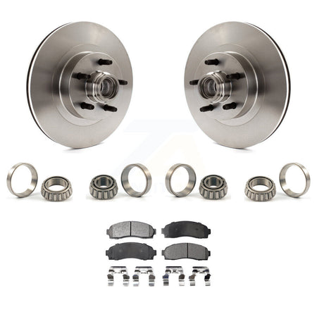 Front Disc Brake Hub Rotors Assembly Inner & Outer Race Bearing Set And Pads Kit For KBB-1000188T