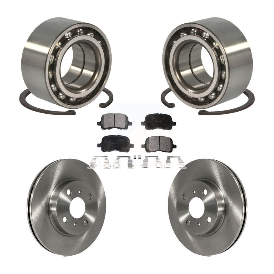 Front Wheel Bearing With Disc Brake Rotors And Ceramic Pads Kit For 1998-2002 Toyota Corolla Chevrolet Prizm KBB-100019