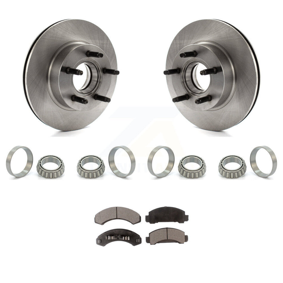 Front Disc Brake Hub Rotor Inner & Outer Race Bearing Set Pad Kit For Ford Ranger 4WD KBB-1000198T