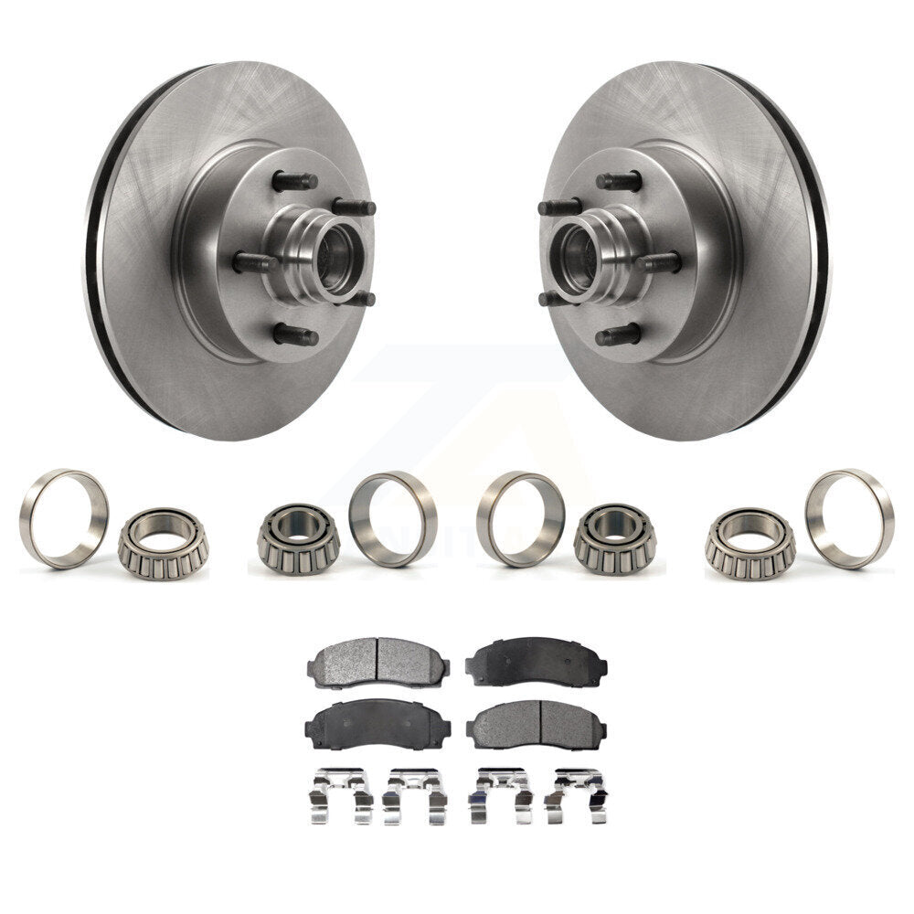 Front Disc Brake Hub Rotor Inner & Outer Race Bearing Set Pad Kit For Ford Ranger RWD KBB-1000208T