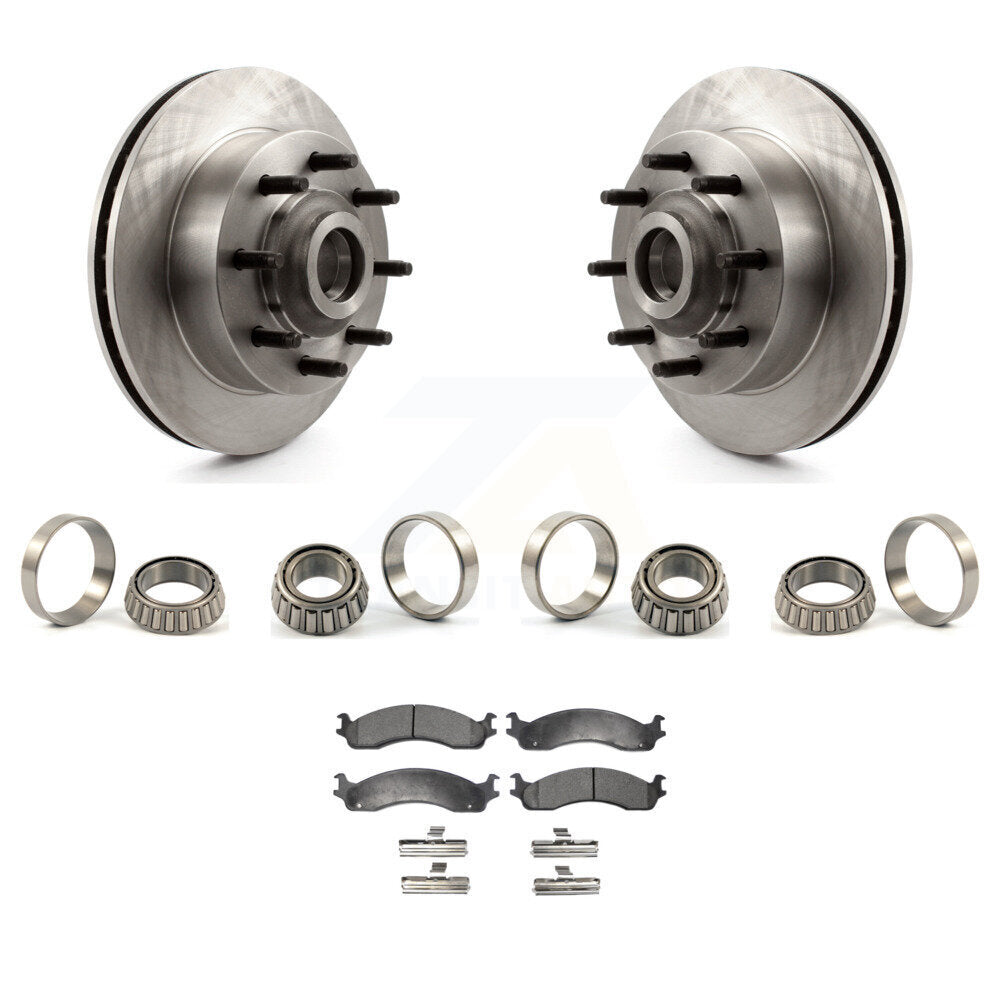 Front Brake Hub Rotor Inner & Outer Race Bearing Set Pad Kit For Dodge Ram 2500 Van KBB-1000218T