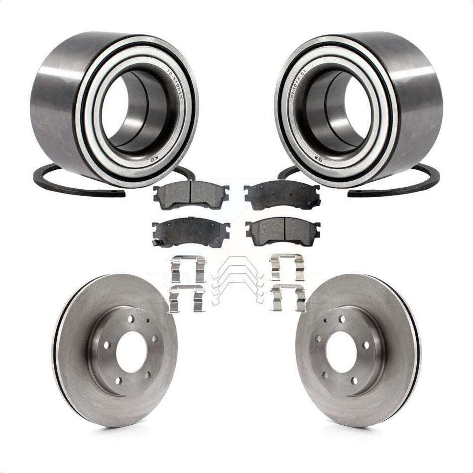 Front Wheel Bearing With Disc Brake Rotors And Ceramic Pads Kit For 2002 Mazda 626 2.5L with Drum rear brakes KBB-100023