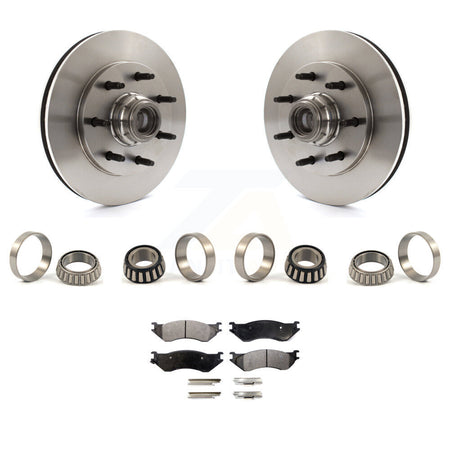 Front Brake Hub Rotor Inner & Outer Race Bearing Set And Pad Kit For Ford F-150 F-250 KBB-1000238T