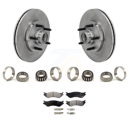 Front Brake Hub Rotor Inner & Outer Race Bearing Set Pads Kit For Ford F-150 Heritage KBB-1000258T