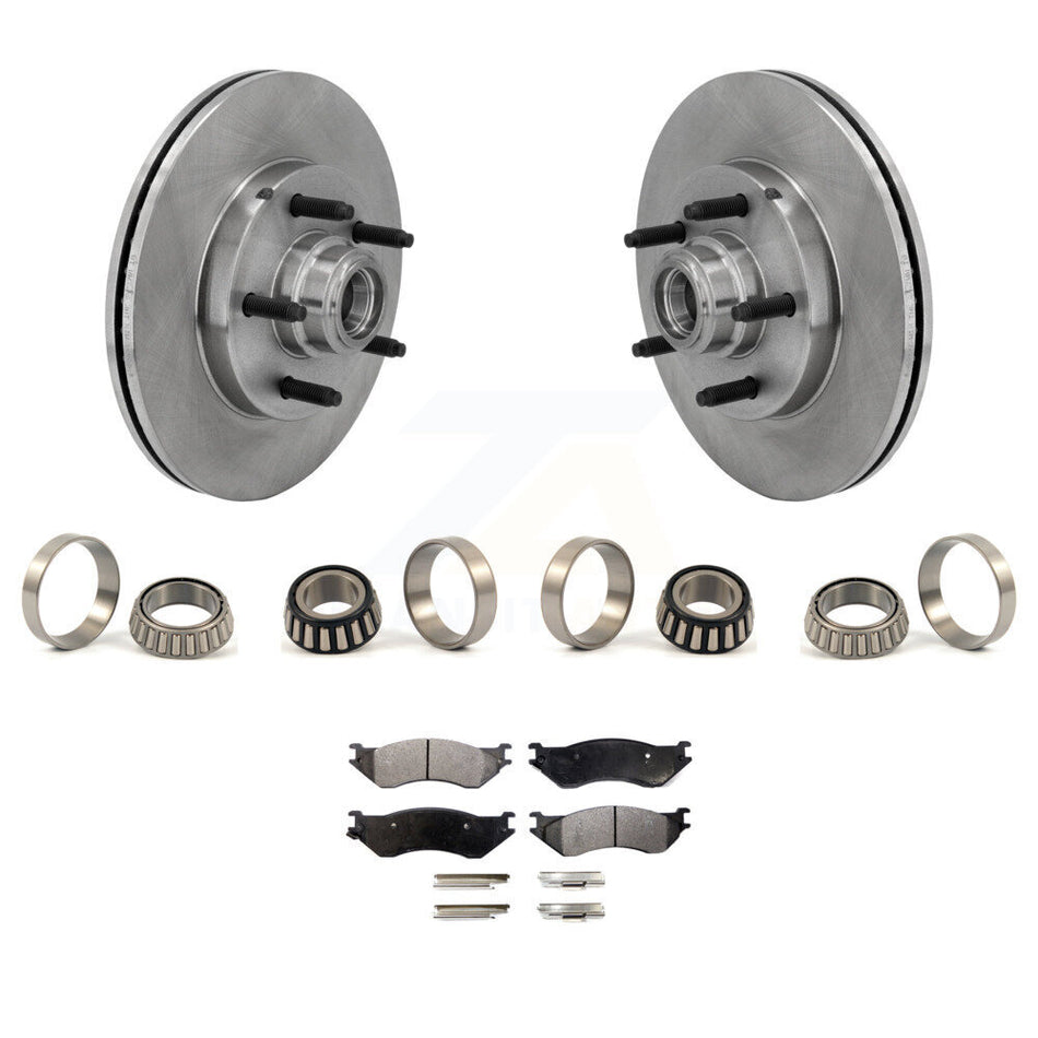 Front Brake Hub Rotor Inner & Outer Race Bearing Set Pads Kit For Ford F-150 Heritage KBB-1000258T