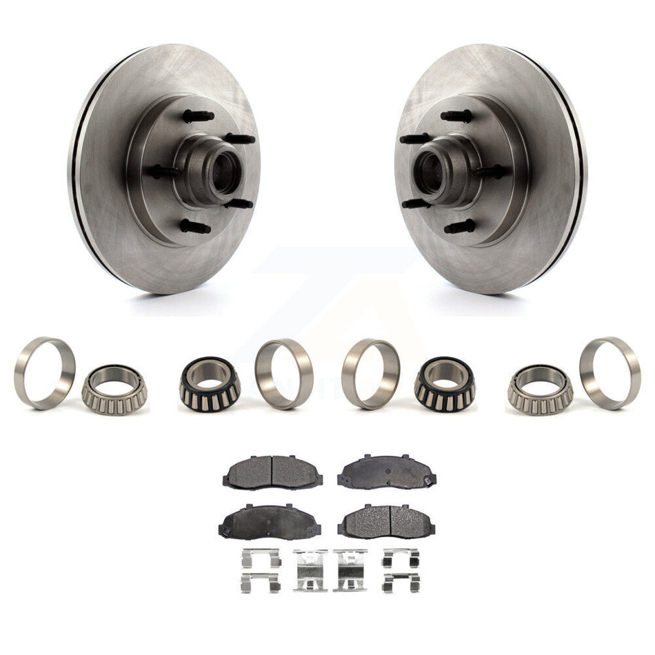 Front Brake Hub Rotor Assembly Inner & Outer Race Bearing Set Pads Kit For Ford F-150 KBB-1000298T