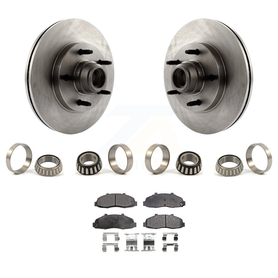 Front Brake Hub Rotor Assembly Inner & Outer Race Bearing Set Pads Kit For Ford F-150 KBB-1000298T