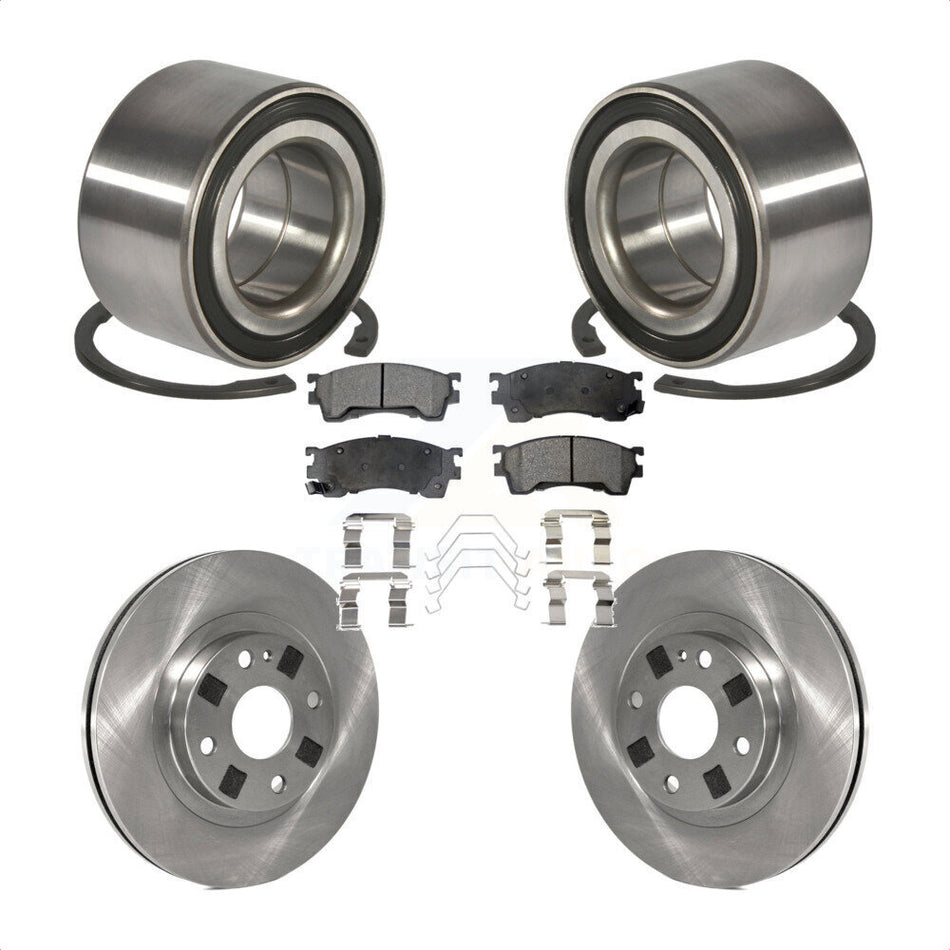 Front Wheel Bearing With Disc Brake Rotors And Ceramic Pads Kit For 1999-2000 Mazda Protege 1.8L KBB-100037