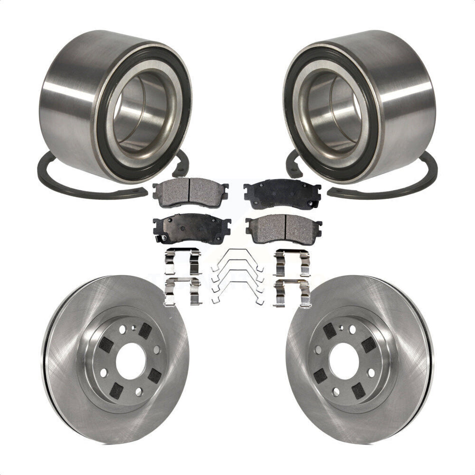 Front Wheel Bearing With Disc Brake Rotors And Ceramic Pads Kit For Mazda Protege KBB-100038