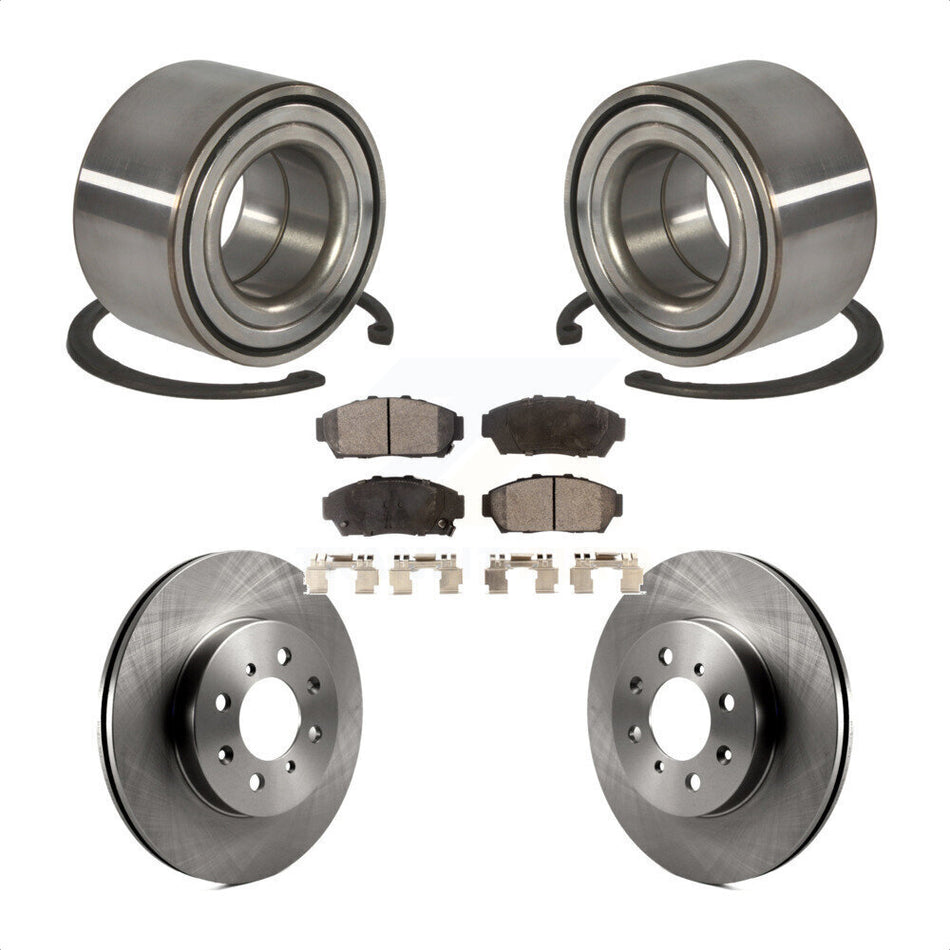 Front Wheel Bearing With Disc Brake Rotors And Ceramic Pads Kit For 1994-1995 Honda Civic EX with Coupe Non-ABS KBB-100044