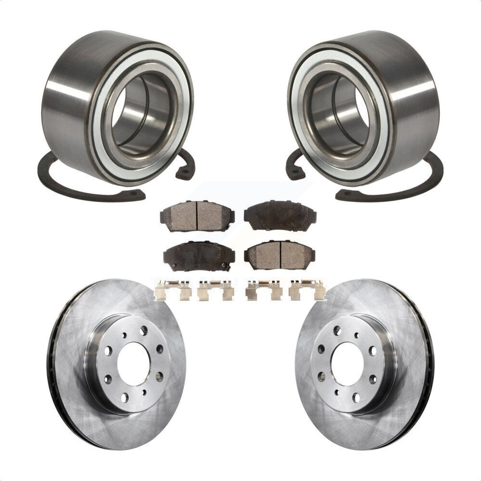 Front Wheel Bearing With Disc Brake Rotors And Ceramic Pads Kit For 1994-1995 Honda Civic EX with Sedan Non-ABS KBB-100066