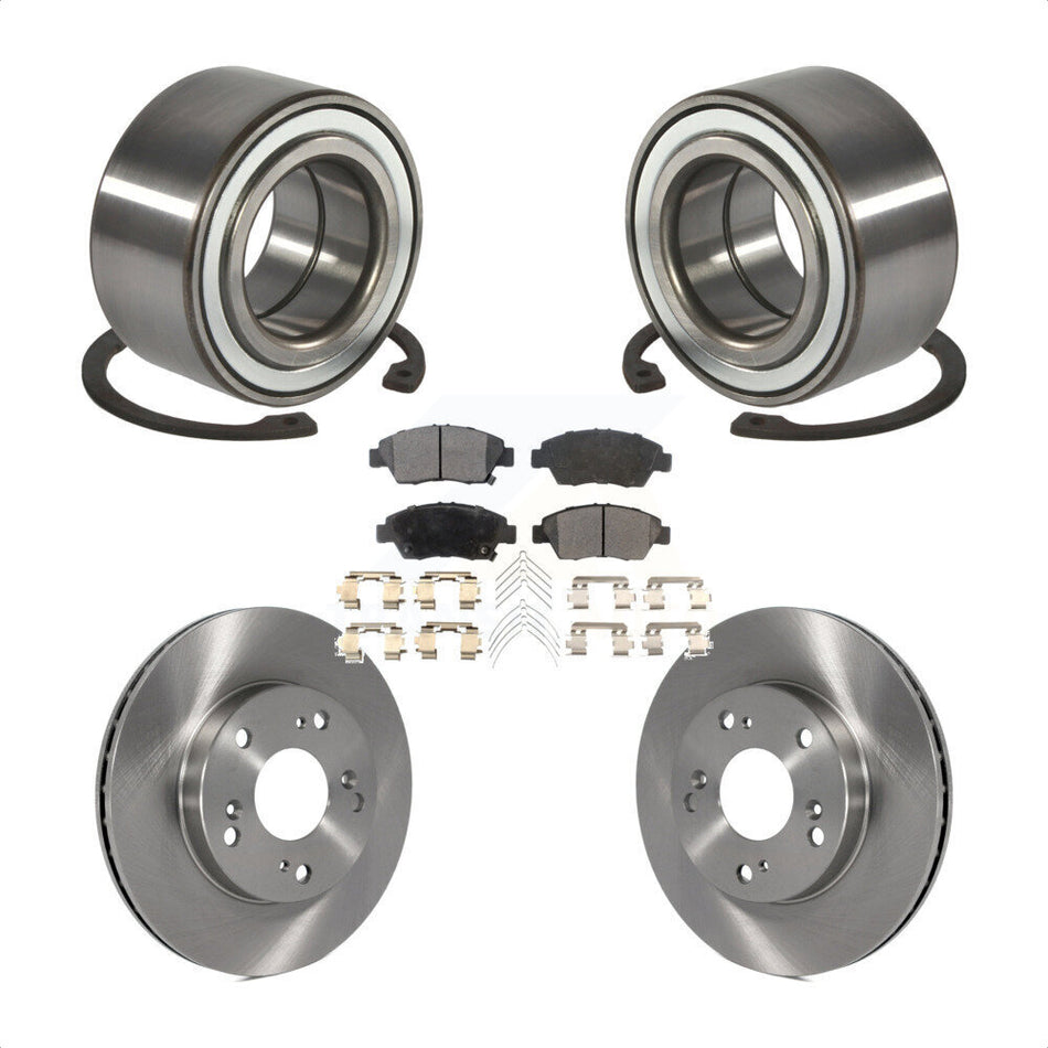 Front Wheel Bearing With Disc Brake Rotors And Ceramic Pads Kit For 2004 Honda Civic SiR KBB-100067