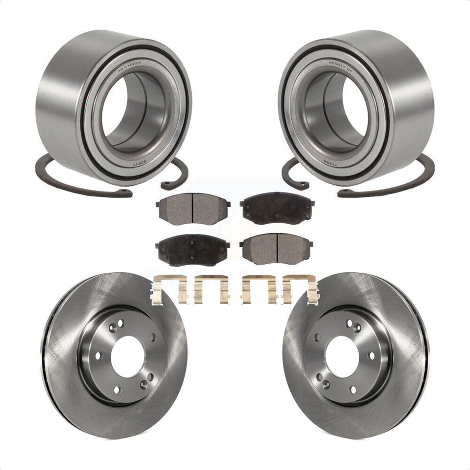 Front Wheel Bearing With Disc Brake Rotors And Ceramic Pads Kit For Hyundai Tucson Kia Sportage FWD KBB-100069