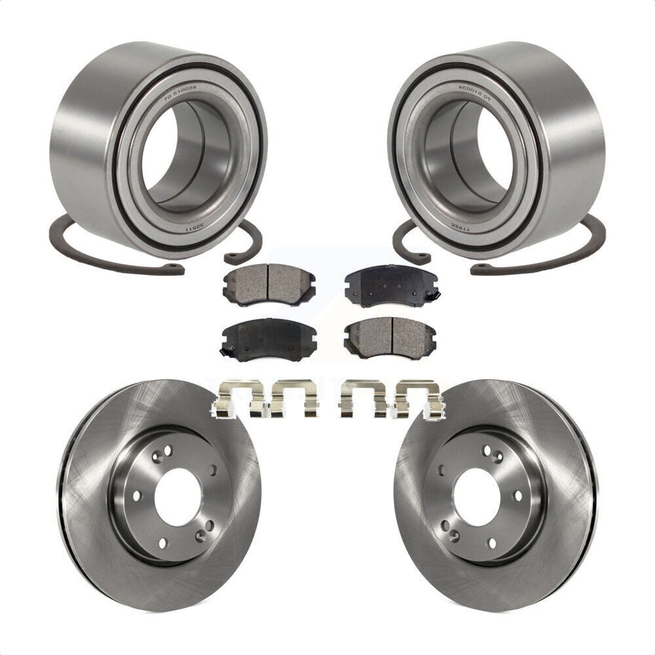 Front Wheel Bearing With Disc Brake Rotors And Ceramic Pads Kit For Hyundai Sonata Kia Sportage Tucson Optima Magentis KBB-100070