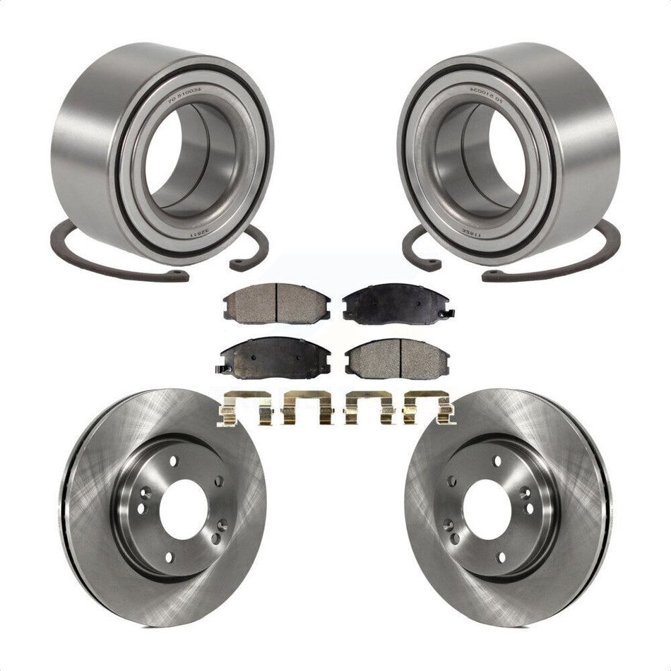 Front Wheel Bearing With Disc Brake Rotors And Ceramic Pads Kit For 2001-2006 Hyundai Santa Fe 276mm Diameter Rotor KBB-100071