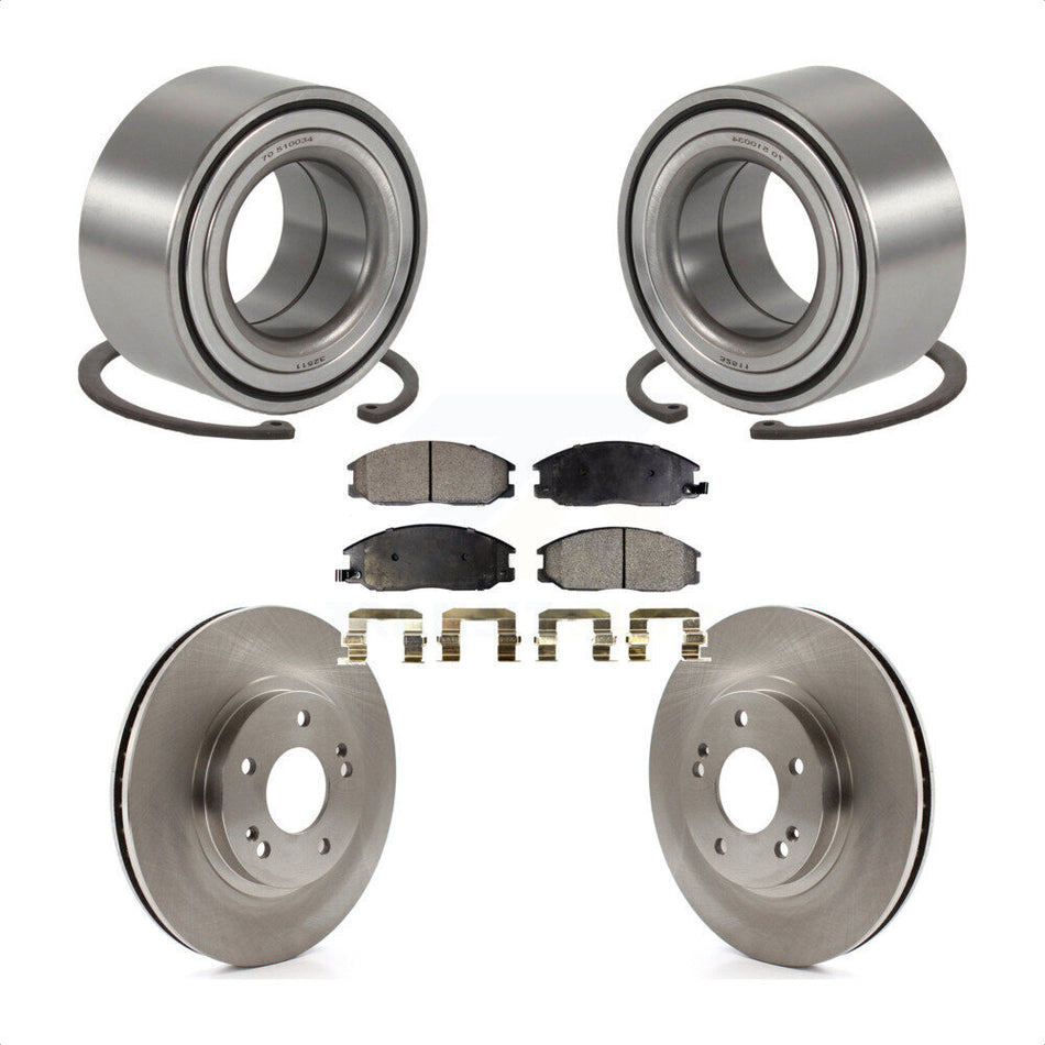 Front Wheel Bearing With Disc Brake Rotors And Ceramic Pads Kit For 2001-2006 Hyundai Santa Fe 294mm Diameter Rotor KBB-100072