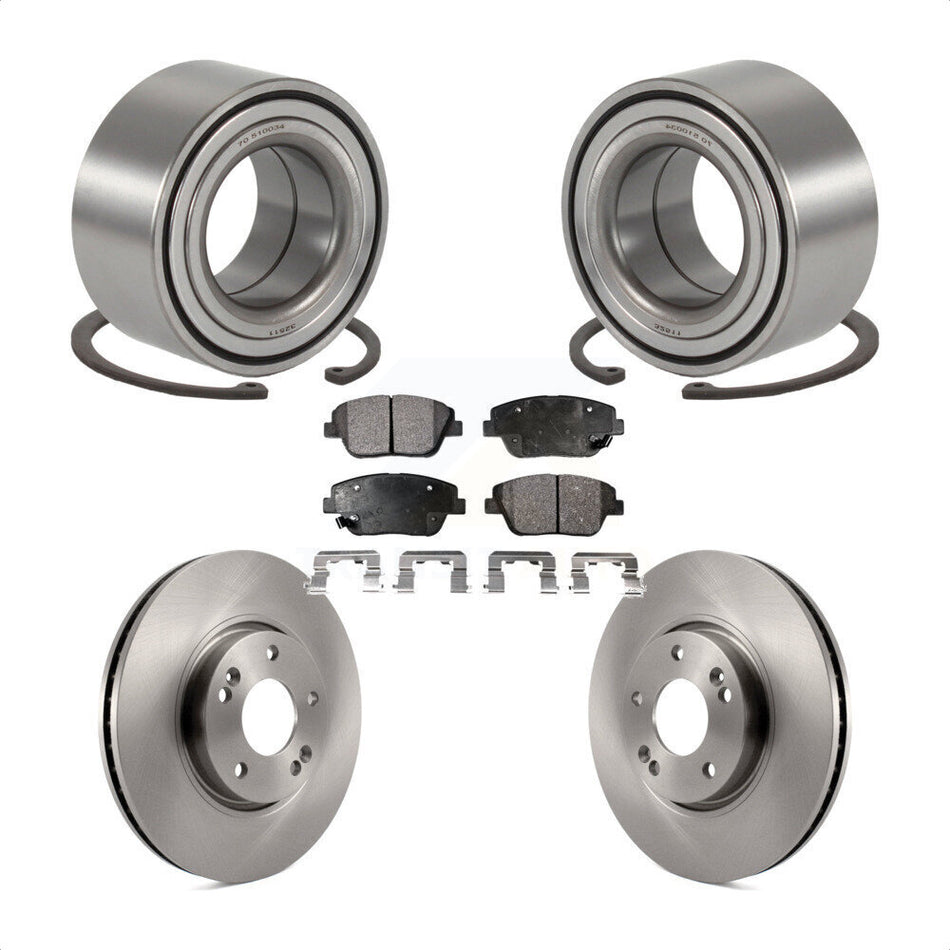 Front Wheel Bearing With Disc Brake Rotors And Ceramic Pads Kit For Hyundai Sonata Kia Optima KBB-100079