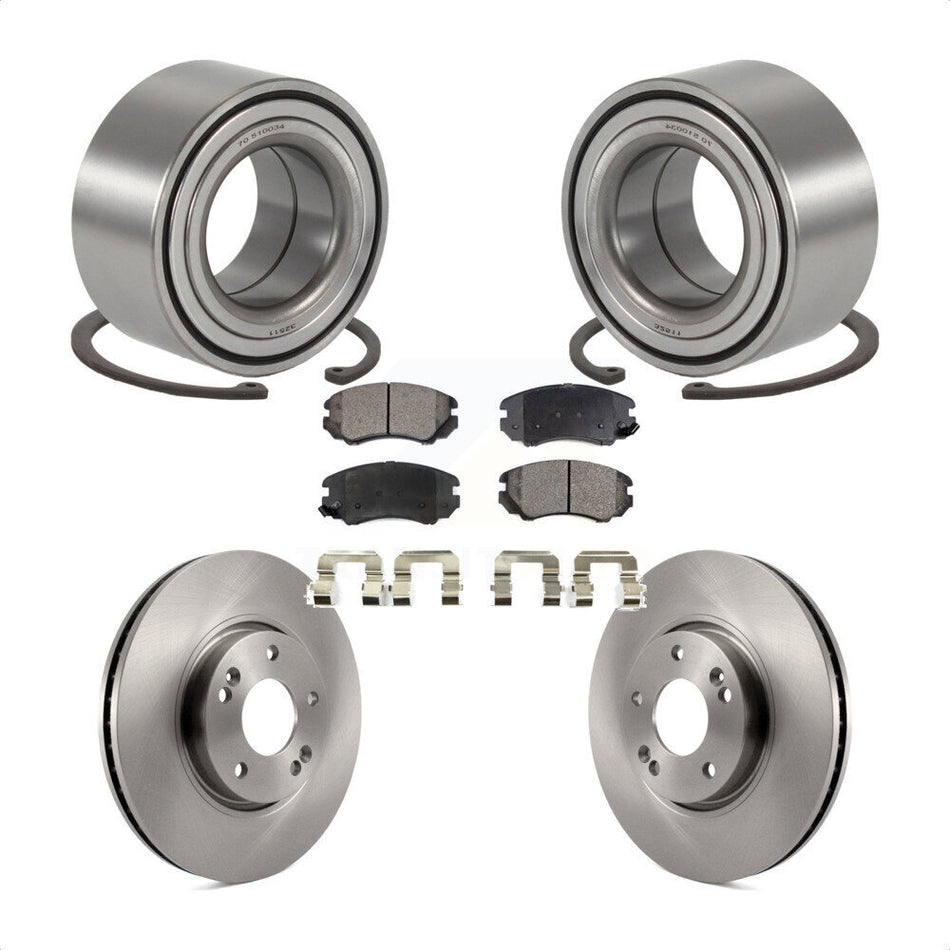 Front Wheel Bearing With Disc Brake Rotors And Ceramic Pads Kit For 2006-2010 Hyundai Sonata 3.3L KBB-100080
