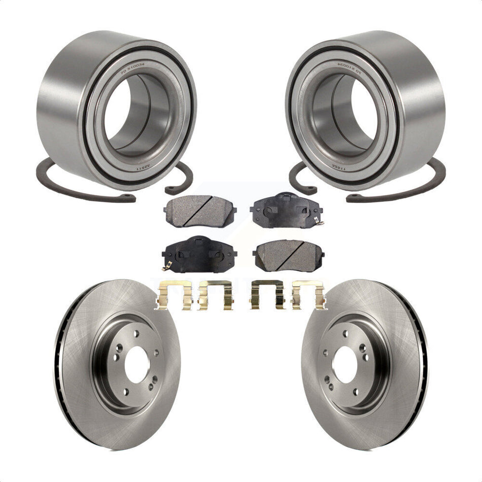 Front Wheel Bearing With Disc Brake Rotors And Ceramic Pads Kit For 2014 Kia Cadenza To 05 19 2013 KBB-100082