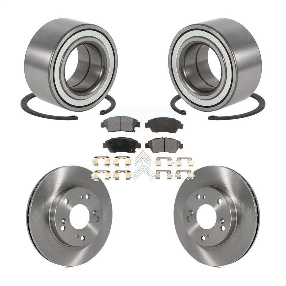 Front Wheel Bearing With Disc Brake Rotors And Ceramic Pads Kit For Honda Civic Acura RSX KBB-100095