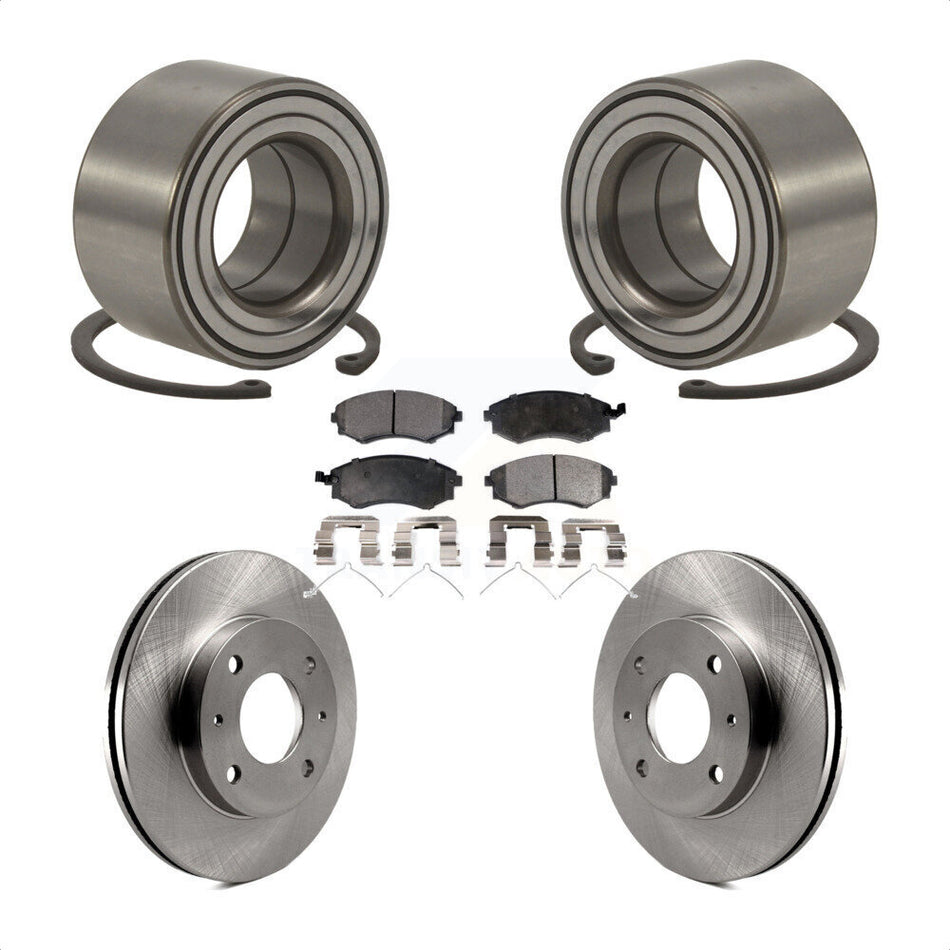 Front Wheel Bearing With Disc Brake Rotors And Ceramic Pads Kit For Hyundai Elantra Tiburon KBB-100099